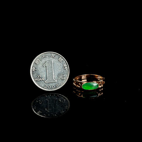18k冰种阳绿翡翠随形戒指-翡翠-冰种-A15J417L03026